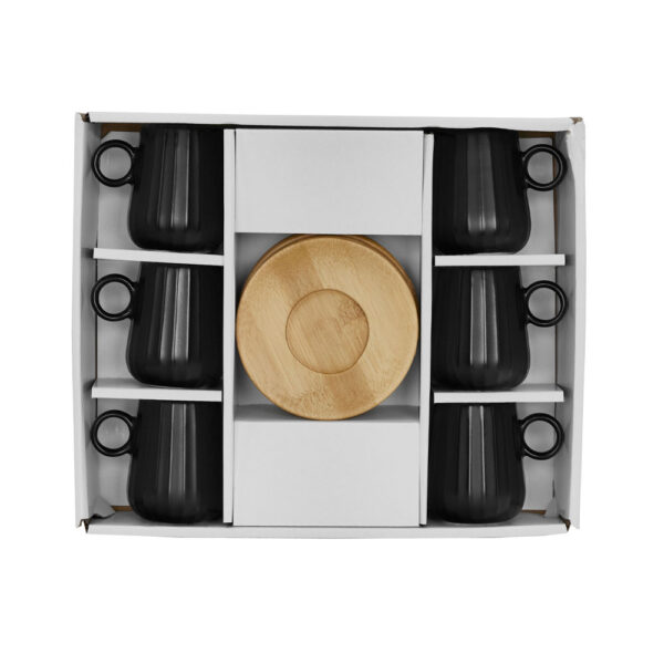 RIPPLE ΚΟΥΠΑ ESPRESSO SET 6ΤΜΧ 26x23x6cm ΠΟΡΣΕΛΑΝΗ ΜΑΥΡΟ ΦΥΣΙΚΟ BAMBOO 030034 - Image 6