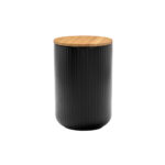 RIPPLE ΔΟΧΕΙΟ ΑΠΟΘΗΚΕΥΣΗΣ ΜΕ ΚΑΠΑΚΙ 10x10x15cm ΠΟΡΣΕΛΑΝΗ ΜΑΥΡΟ ΦΥΣΙΚΟ BAMBOO 030036 - Image 3