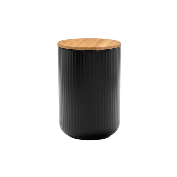 RIPPLE ΔΟΧΕΙΟ ΑΠΟΘΗΚΕΥΣΗΣ ΜΕ ΚΑΠΑΚΙ 10x10x15cm ΠΟΡΣΕΛΑΝΗ ΜΑΥΡΟ ΦΥΣΙΚΟ BAMBOO 030036 - Image 3
