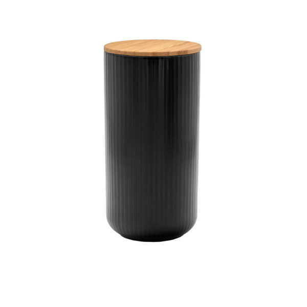 RIPPLE ΔΟΧΕΙΟ ΑΠΟΘΗΚΕΥΣΗΣ ΜΕ ΚΑΠΑΚΙ 10x10x20cm ΠΟΡΣΕΛΑΝΗ ΜΑΥΡΟ ΦΥΣΙΚΟ BAMBOO 030037 - Image 3