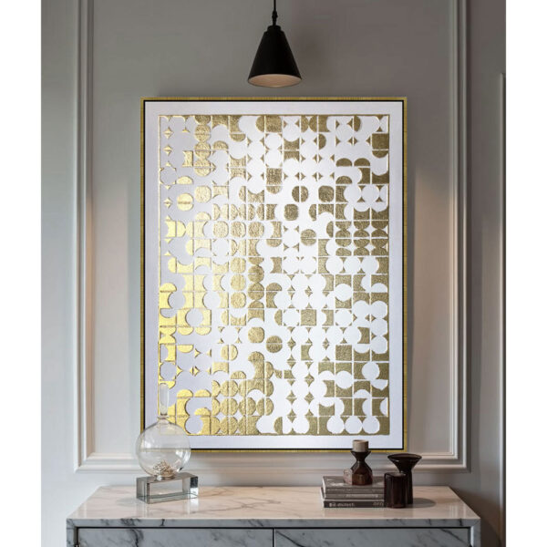 GOLD HEAVEN ΠΙΝΑΚΑΣ ΔΙΑΚΟΣΜΗΣΗΣ 90x120x4cm OIL ACRYLIC ΧΡΥΣΟ ΛΕΥΚΟ ΚΑΜΒΑΣ ΧΡΥΣΟ 030457 - Image 4