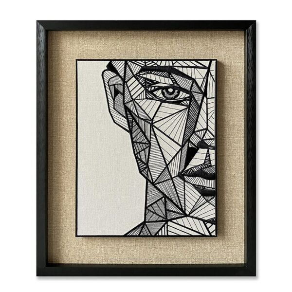 OPTICAN GEOMETRY ΠΙΝΑΚΑΣ ΔΙΑΚΟΣΜΗΣΗΣ 60x70x4cm ΧΑΡΤΙ ΛΕΥΚΟ ΜΑΥΡΟ ΜΠΕΖ ΓΥΑΛΙ ΜΑΥΡΟ 030465 - Image 2