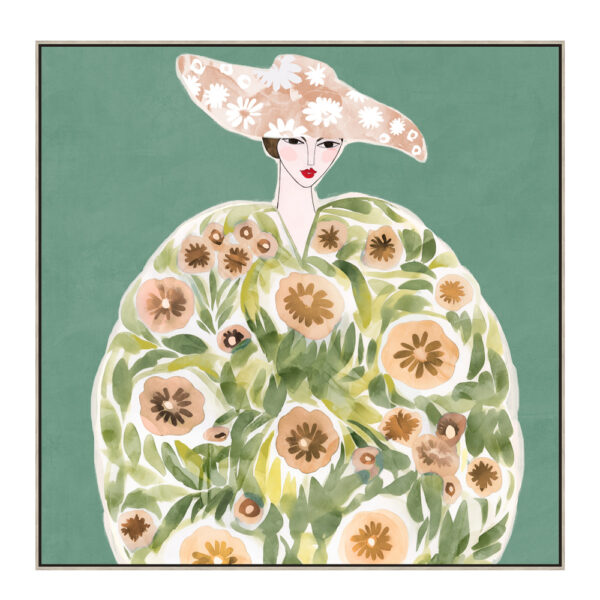 FLORAL LADY ΠΙΝΑΚΑΣ ΔΙΑΚΟΣΜΗΣΗΣ 80x80x5cm ΚΑΜΒΑΣ ΠΟΛΥΧΡΩΜΟ ΞΥΛΟ ΦΥΣΙΚΟ 030524 - Image 2