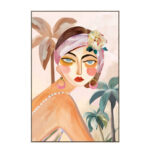 TROPICAL LADY ΠΙΝΑΚΑΣ ΔΙΑΚΟΣΜΗΣΗΣ 60x90x5cm ΚΑΜΒΑΣ ΠΟΛΥΧΡΩΜΟ ΞΥΛΟ ΦΥΣΙΚΟ 030525 - Image 2