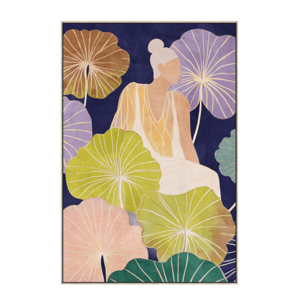 FLOWER LADY ΠΙΝΑΚΑΣ ΔΙΑΚΟΣΜΗΣΗΣ 60x90x5cm ΚΑΜΒΑΣ ΠΟΛΥΧΡΩΜΟ ΞΥΛΟ ΦΥΣΙΚΟ 030527 - Image 2