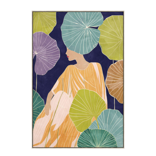 FLOWER LADY ΠΙΝΑΚΑΣ ΔΙΑΚΟΣΜΗΣΗΣ 60x90x5cm ΚΑΜΒΑΣ ΠΟΛΥΧΡΩΜΟ ΞΥΛΟ ΦΥΣΙΚΟ 030528 - Image 2