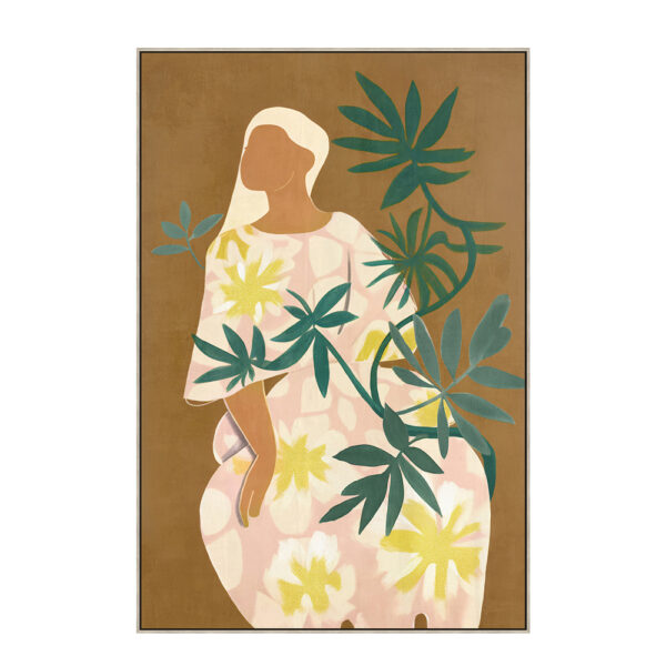 FLOWER LADY ΠΙΝΑΚΑΣ ΔΙΑΚΟΣΜΗΣΗΣ 60x90x5cm ΚΑΜΒΑΣ ΠΟΛΥΧΡΩΜΟ ΞΥΛΟ ΦΥΣΙΚΟ 030530 - Image 2