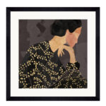 LADY IN PORTRAIT ΠΙΝΑΚΑΣ ΔΙΑΚΟΣΜΗΣΗΣ 43x43x4cm ΓΥΑΛΙ ΠΟΛΥΧΡΩΜΟ ΞΥΛΟ ΜΑΥΡΟ 030534 - Image 2
