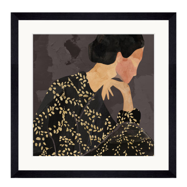 LADY IN PORTRAIT ΠΙΝΑΚΑΣ ΔΙΑΚΟΣΜΗΣΗΣ 43x43x4cm ΓΥΑΛΙ ΠΟΛΥΧΡΩΜΟ ΞΥΛΟ ΜΑΥΡΟ 030534 - Image 2