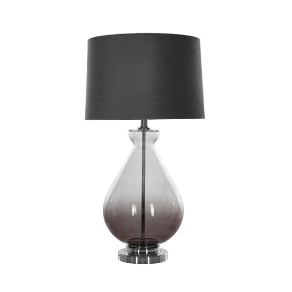 JAELYN ΦΩΤΙΣΤΙΚΟ ΕΠΙΤΡΑΠΕΖΙΟ 41x41x74cm ΓΥΑΛΙ ΔΙΑΦΑΝΟ ΓΚΡΙ ΑΣΗΜΙ SUEDE ΓΚΡΙ 030630 - Image 2