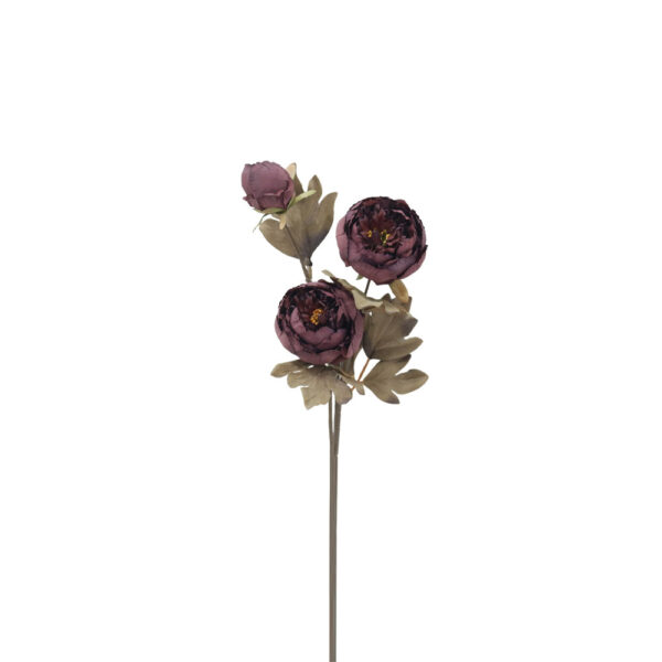 PEONY ΛΟΥΛΟΥΔΙ ΤΕΧΝΗΤΟ 65cm ΥΦΑΣΜΑ ΜΩΒ ΠΡΑΣΙΝΟ PVC 030755 - Image 2