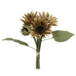 SUNFLOWER ΛΟΥΛΟΥΔΙ ΤΕΧΝΗΤΟ ΜΠΟΥΚΕΤΟ 31cm ΥΦΑΣΜΑ ΜΠΕΖ ΚΑΦΕ ΠΡΑΣΙΝΟ PVC 030767 - Image 4