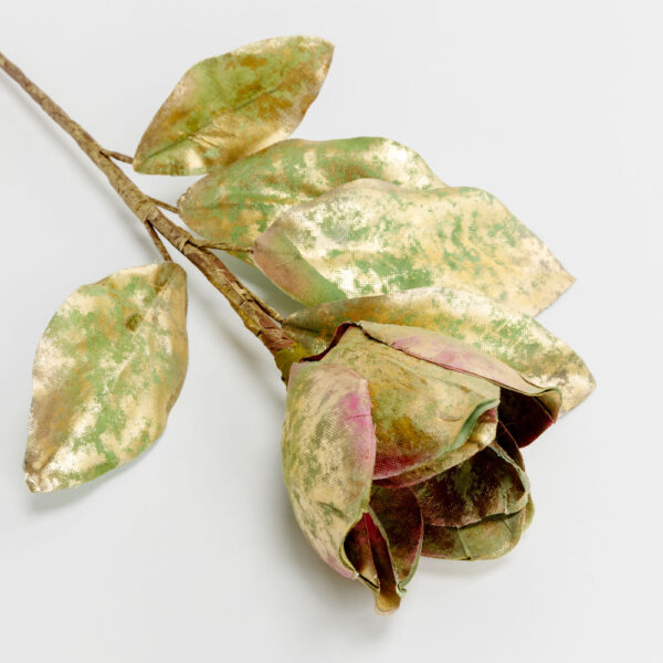 MAGNOLIA ΛΟΥΛΟΥΔΙ ΤΕΧΝΗΤΟ 58cm ΥΦΑΣΜΑ ΠΡΑΣΙΝΟ ΧΡΥΣΟ PVC 030778 - Image 6