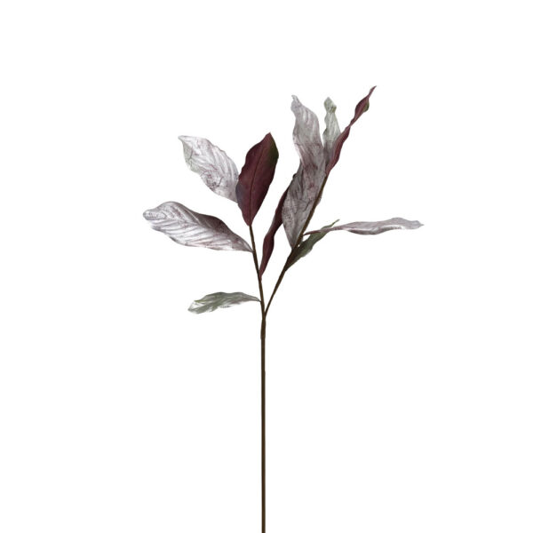 MAGNOLIA LEAVES ΚΛΑΔΙ ΤΕΧΝΗΤΟ 78cm ΥΦΑΣΜΑ ΑΣΗΜΙ ΜΠΟΡΝΤΩ PVC 030780 - Image 3
