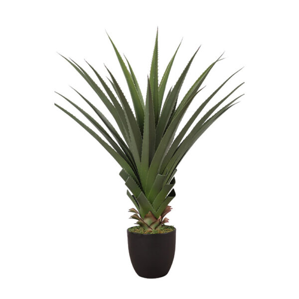 AGAVE ΦΥΤΟ ΤΕΧΝΗΤΟ ΣΕ ΓΛΑΣΤΡΑ 90cm PVC ΠΡΑΣΙΝΟ ΜΑΥΡΟ ΤΣΙΜΕΝΤΟ 030828 - Image 2