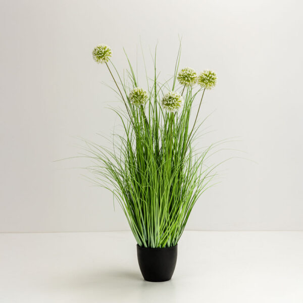 GRASS FLOWER ΦΥΤΟ ΤΕΧΝΗΤΟ ΣΕ ΓΛΑΣΤΡΑ 85cm PVC ΠΡΑΣΙΝΟ 031343 - Image 2