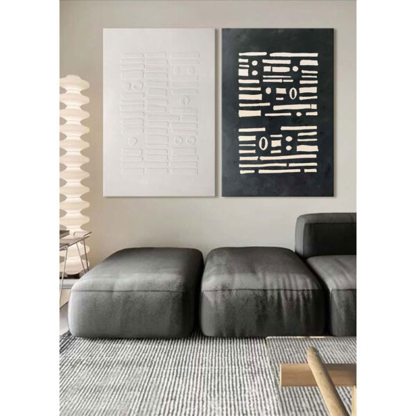 IMPRINT DARK ΠΙΝΑΚΑΣ ΔΙΑΚΟΣΜΗΣΗΣ 80x120x4cm ΚΑΜΒΑΣ ΜΑΥΡΟ ΛΕΥΚΟ MDF 031434 - Image 4