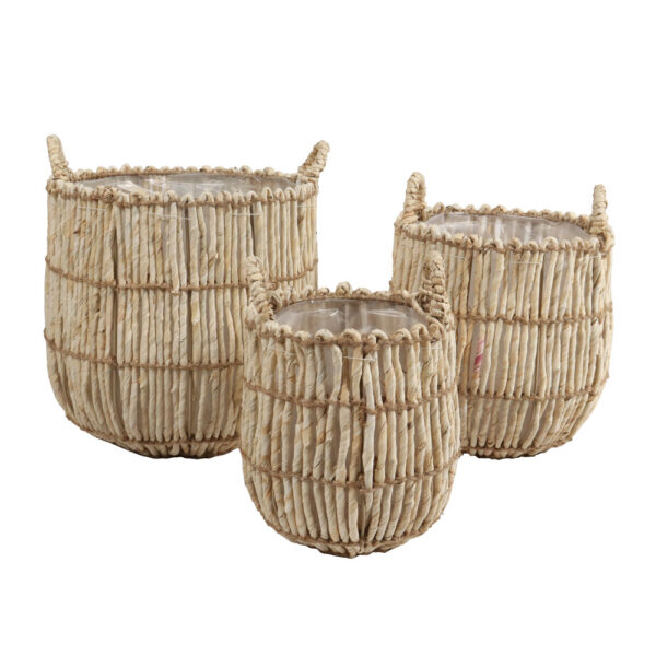 THEROS ΚΑΛΑΘΙ SET 3ΤΜΧ 30x30x32cm ΦΥΛΛΑ ΚΑΛΑΜΠΟΚΙΟΥ ΦΥΣΙΚΟ 031532 - Image 2