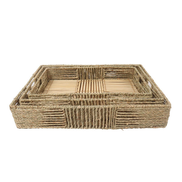 THASOS ΔΙΣΚΟΣ SET 3ΤΜΧ 45x35x8cm SEAGRASS ΦΥΣΙΚΟ 031560 - Image 2