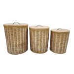 ITHAKI ΚΑΛΑΘΙ ΜΕ ΚΑΠΑΚΙ SET 3ΤΜΧ 51x51x61cm ΞΥΛΟ ΕΛΑΤΟΥ WHITE WASHED ΦΥΣΙΚΟ ΔΕΡΜΑ 032036 - Image 2