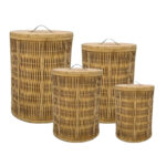 RIBBONS ΚΑΛΑΘΙ ΜΕ ΚΑΠΑΚΙ SET 4TMX 47x47x62cm ΞΥΛΟ ΕΛΑΤΟΥ ΦΥΣΙΚΟ ΔΕΡΜΑ 032040 - Image 2