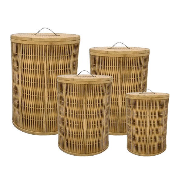 RIBBONS ΚΑΛΑΘΙ ΜΕ ΚΑΠΑΚΙ SET 4TMX 47x47x62cm ΞΥΛΟ ΕΛΑΤΟΥ ΦΥΣΙΚΟ ΔΕΡΜΑ 032040 - Image 2