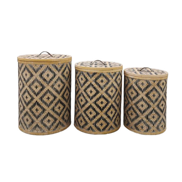NUBIA ΚΑΛΑΘΙ ΜΕ ΚΑΠΑΚΙ SET 3ΤΜΧ 47x47x62cm BAMBOO ΦΥΣΙΚΟ ΜΑΥΡΟ ΔΕΡΜΑ 032045 - Image 2
