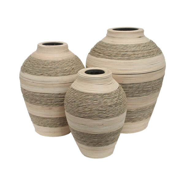 SIKINOS ΒΑΖΟ SET 3ΤΜΧ 37x37x47cm ΣΧΟΙΝΙ ΦΥΣΙΚΟ ΜΠΕΖ PLYWOOD 032071 - Image 2