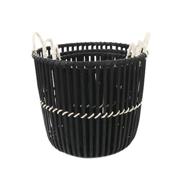 NUBIA ΚΑΛΑΘΙ SET 3ΤΜΧ 37x37x33cm BAMBOO ΜΑΥΡΟ ΦΥΣΙΚΟ ΣΧΟΙΝΙ 032088 - Image 2