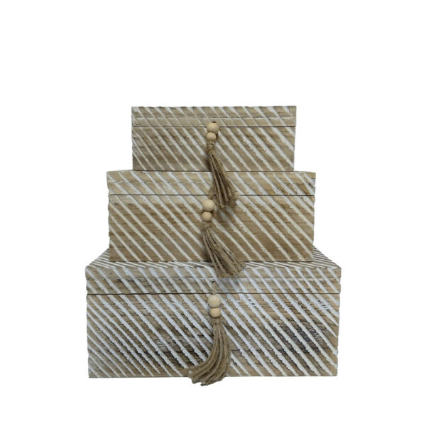 SENGO ΚΟΥΤΙ ΑΠΟΘΗΚΕΥΣΗΣ ΣΕΤ 3ΤΜΧ 38x25x17cm ΞΥΛΟ ΦΥΣΙΚΟ ΛΕΥΚΟ 032576 - Image 2