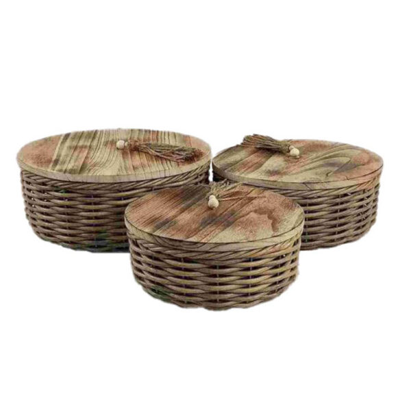 KEGAN ΚΟΥΤΙ ΑΠΟΘΗΚΕΥΣΗΣ ΣΕΤ 3ΤΜΧ 41x41x17cm ΞΥΛΟ ΚΑΦΕ RATTAN 032610 - Image 2