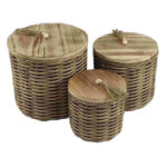 KEGAN ΚΟΥΤΙ ΑΠΟΘΗΚΕΥΣΗΣ ΣΕΤ 3ΤΜΧ 32x32x30cm ΞΥΛΟ ΚΑΦΕ RATTAN 032614 - Image 2