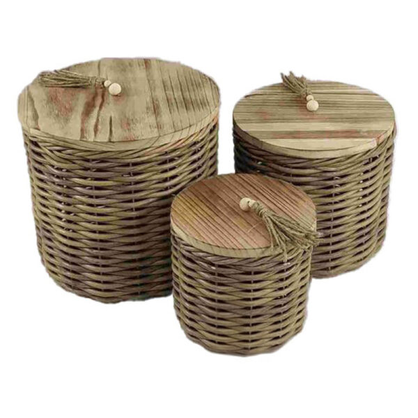 KEGAN ΚΟΥΤΙ ΑΠΟΘΗΚΕΥΣΗΣ ΣΕΤ 3ΤΜΧ 32x32x30cm ΞΥΛΟ ΚΑΦΕ RATTAN 032614 - Image 2