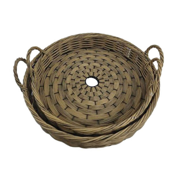 KEGAN ΔΙΣΚΟΣ 56x56x11cm ΞΥΛΟ ΚΑΦΕ RATTAN 032622 - Image 2