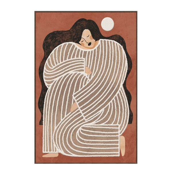 ABBI A ΠΙΝΑΚΑΣ ΔΙΑΚΟΣΜΗΤΙΚΟΣ ΜΕ ΚΟΡΝΙΖΑ 80x120x4cm ΚΑΜΒΑΣ TERRACOTTA ΜΠΕΖ ΚΑΦΕ PS 033036 - Image 3