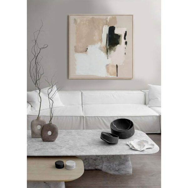 UNSEEN SHADOWS ΠΙΝΑΚΑΣ ΔΙΑΚΟΣΜΗΤΙΚΟΣ ΜΕ ΚΟΡΝΙΖΑ 80x80x4cm ΚΑΜΒΑΣ ΜΠΕΖ ΛΕΥΚΟ PP 033062 - Image 4