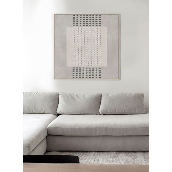 FRAMED DREAM ΠΙΝΑΚΑΣ ΔΙΑΚΟΣΜΗΤΙΚΟΣ ΜΕ ΚΟΡΝΙΖΑ 80x80x4cm ΚΑΜΒΑΣ ΓΚΡΙ ΑΝΟΙΧΤΟ ΜΠΕΖ ΞΥΛΟ 033065 - Image 4