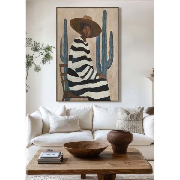 DESERT BLOOM ΠΙΝΑΚΑΣ ΔΙΑΚΟΣΜΗΤΙΚΟΣ ΜΕ ΚΟΡΝΙΖΑ 80x120x4cm ΚΑΜΒΑΣ ΚΑΦΕ ΜΠΕΖ PP 033073 - Image 4