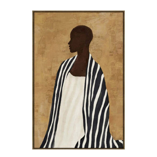 TIMELESS ELEGANCE A ΠΙΝΑΚΑΣ ΔΙΑΚΟΣΜΗΤΙΚΟΣ ΜΕ ΚΟΡΝΙΖΑ 80x120x4cm ΚΑΜΒΑΣ ΚΑΦΕ ΜΠΕΖ PP ΜΑΥΡΟ 033074 - Image 3