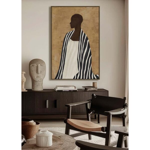 TIMELESS ELEGANCE A ΠΙΝΑΚΑΣ ΔΙΑΚΟΣΜΗΤΙΚΟΣ ΜΕ ΚΟΡΝΙΖΑ 80x120x4cm ΚΑΜΒΑΣ ΚΑΦΕ ΜΠΕΖ PP ΜΑΥΡΟ 033074 - Image 4