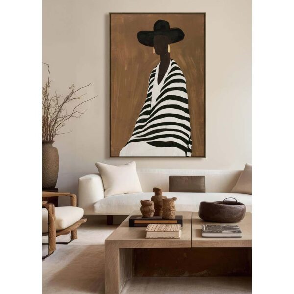 TIMELESS ELEGANCE C ΠΙΝΑΚΑΣ ΔΙΑΚΟΣΜΗΤΙΚΟΣ ΜΕ ΚΟΡΝΙΖΑ 80x120x4cm ΚΑΜΒΑΣ ΚΑΦΕ ΜΠΕΖ PP ΜΑΥΡΟ 033076 - Image 4