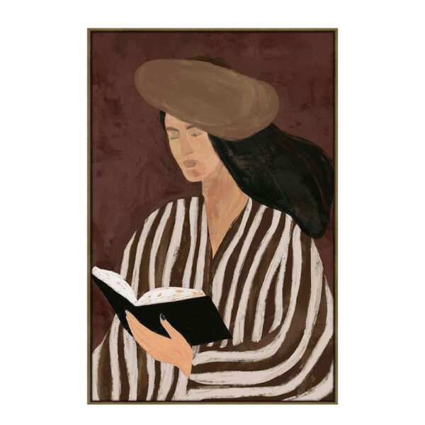 LITERARY CALM ΠΙΝΑΚΑΣ ΔΙΑΚΟΣΜΗΤΙΚΟΣ ΜΕ ΚΟΡΝΙΖΑ 80x120x4cm ΚΑΜΒΑΣ ΚΑΦΕ PP 033079 - Image 3