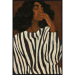 NOCTURNE ΠΙΝΑΚΑΣ ΔΙΑΚΟΣΜΗΤΙΚΟΣ ΜΕ ΚΟΡΝΙΖΑ 80x120x4cm ΚΑΜΒΑΣ ΚΑΦΕ ΠΟΛΥΧΡΩΜΟ ΞΥΛΟ ΜΑΥΡΟ 033183 - Image 3