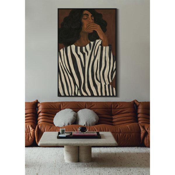 NOCTURNE ΠΙΝΑΚΑΣ ΔΙΑΚΟΣΜΗΤΙΚΟΣ ΜΕ ΚΟΡΝΙΖΑ 80x120x4cm ΚΑΜΒΑΣ ΚΑΦΕ ΠΟΛΥΧΡΩΜΟ ΞΥΛΟ ΜΑΥΡΟ 033183 - Image 4