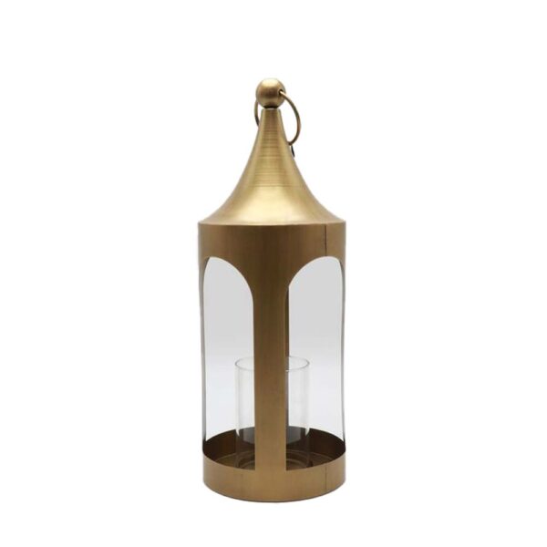 LUM ΦΑΝΑΡΙ ΡΕΣΩ 19x19x52cm ΜΕΤΑΛΛΟ ΧΡΥΣΟ ΜΕΤΑΛΛΙΚΟ ΓΥΑΛΙ 033231 - Image 2