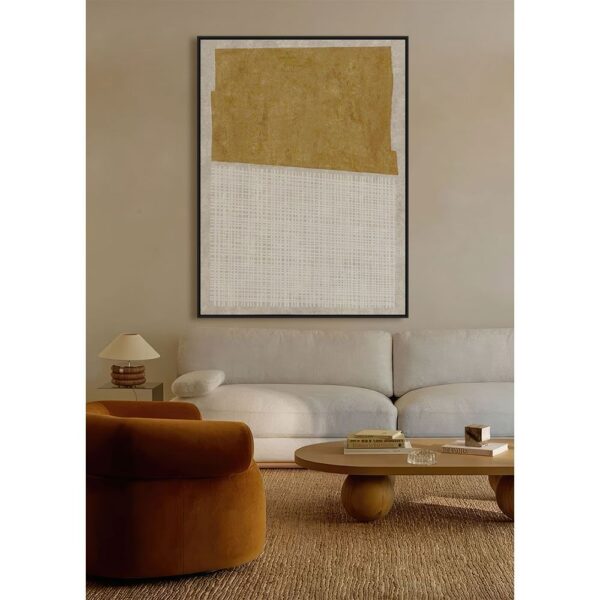 DUE MONDI ΠΙΝΑΚΑΣ ΔΙΑΚΟΣΜΗΤΙΚΟΣ ΜΕ ΚΟΡΝΙΖΑ 90x120x4cm ΚΑΜΒΑΣ ΜΠΕΖ ΜΟΥΣΤΑΡΔΙ ΞΥΛΟ ΜΑΥΡΟ 034238 - Image 12