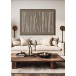 RAYA A ΠΙΝΑΚΑΣ ΔΙΑΚΟΣΜΗΤΙΚΟΣ ΜΕ ΚΟΡΝΙΖΑ 90x120x4cm ΚΑΜΒΑΣ ΚΑΦΕ ΜΠΕΖ ΞΥΛΟ ΦΥΣΙΚΟ 034239 - Image 9