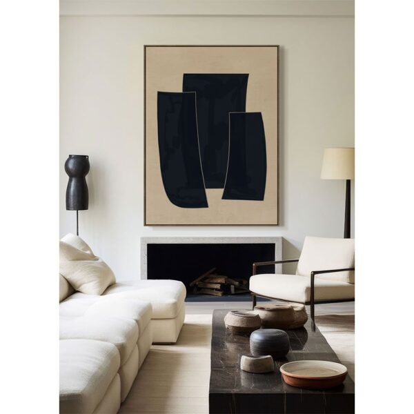 VISUELLE ΠΙΝΑΚΑΣ ΔΙΑΚΟΣΜΗΤΙΚΟΣ ΜΕ ΚΟΡΝΙΖΑ 90x120x4cm ΚΑΜΒΑΣ ΜΠΕΖ ΜΑΥΡΟ ΞΥΛΟ ΦΥΣΙΚΟ 034241 - Image 9