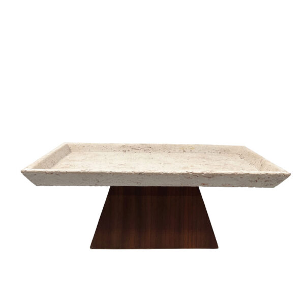 TRAVERTINO ΔΙΣΚΟΣ ΔΙΑΚΟΣΜΗΣΗΣ 31x17x12cm POLYRESIN STONE ΚΑΦΕ ΣΚΟΥΡΟ 034287 - Image 2