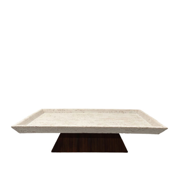 TRAVERTINO ΔΙΣΚΟΣ ΔΙΑΚΟΣΜΗΣΗΣ 40x22x9.5cm POLYRESIN STONE ΚΑΦΕ ΣΚΟΥΡΟ 034288 - Image 2